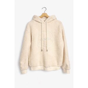 Kickers Classics Borg Teddy Hoodie w Fleurette Embroidery Ecru Small NEW